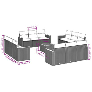 Set Divani da Giardino 13 pz con Cuscini Grigio in Polyrattan 3258245