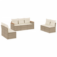 Set Divani da Giardino 7 pz con Cuscini Beige in Polyrattan 3258278