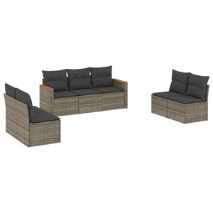 Set Divani da Giardino 7 pz con Cuscini Grigio in Polyrattan 3258280