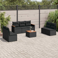 Set Divani da Giardino con Cuscini 8 pz Nero in Polyrattan 3258282