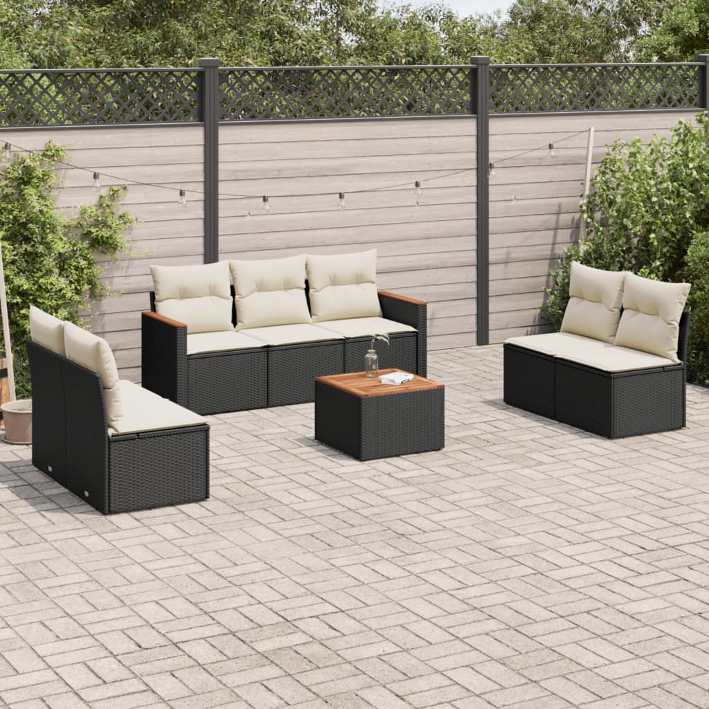 Set Divani da Giardino con Cuscini 8 pz Nero in Polyrattancod mxl 92193