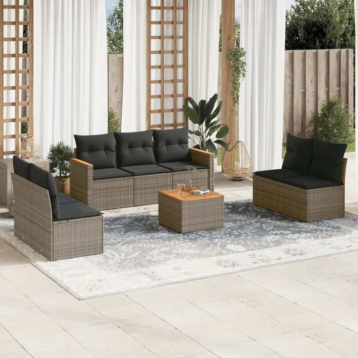 Set Divano da Giardino 8 pz con Cuscini Grigio in Polyrattan 3258287