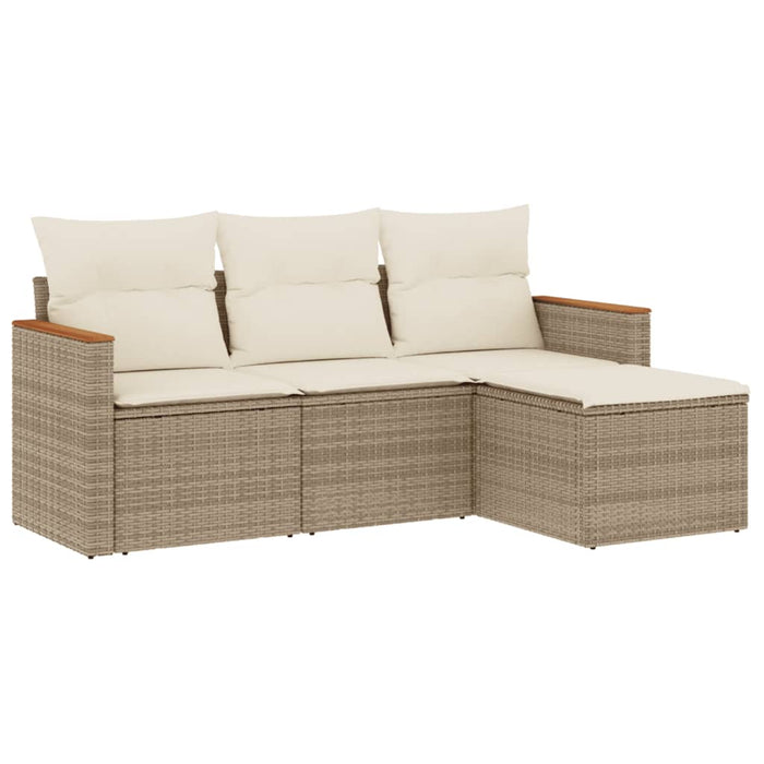 Set Divano da Giardino 4 pz con Cuscini Beige in Polyrattan 3258306