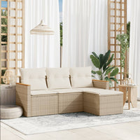 Set Divano da Giardino 4 pz con Cuscini Beige in Polyrattan 3258306