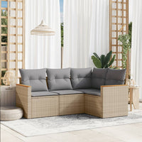 Set Divano da Giardino 4 pz con Cuscini Beige in Polyrattan 3258335