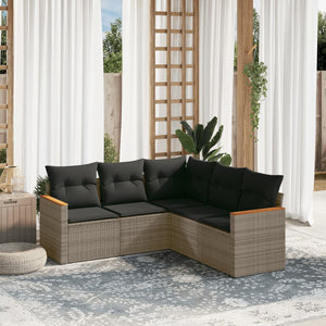 Set Divano da Giardino 5 pz con Cuscini Grigio in Polyrattancod mxl 112319