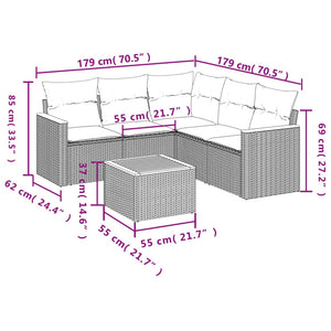 Set Divano da Giardino 6 pz con Cuscini Nero in Polyrattancod mxl 88317