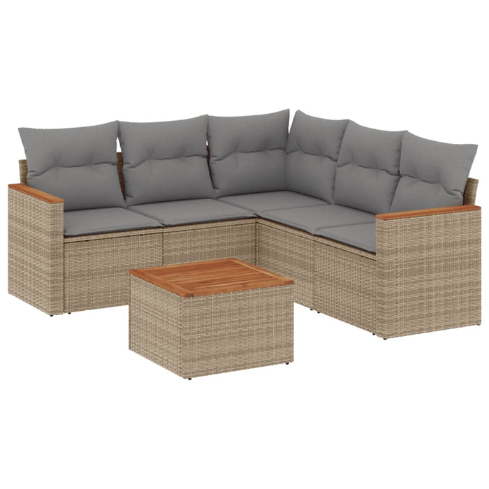 Set Divano da Giardino 6 pz con Cuscini Beige in Polyrattancod mxl 112322