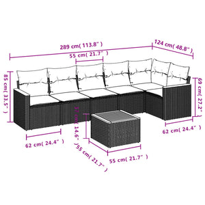 Set Divani da Giardino con Cuscini 7pz Nero Polyrattan 3258394