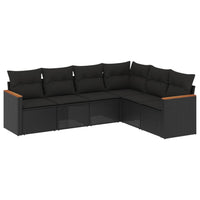 Set Divano da Giardino 6 pz con Cuscini Nero in Polyrattan 3258401