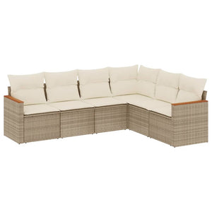 Set Divano da Giardino 6 pz con Cuscini Beige in Polyrattan 3258404