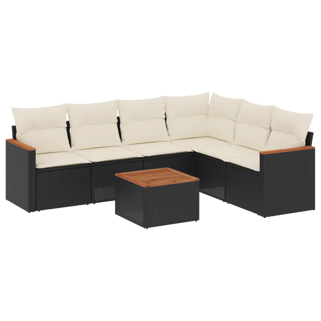 Set Divani da Giardino con Cuscini 7pz Nero Polyrattancod mxl 88304