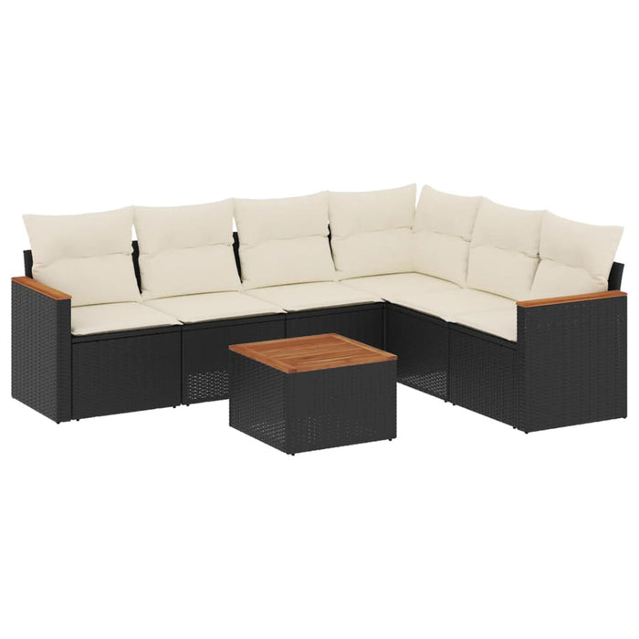 Set Divani da Giardino con Cuscini 7pz Nero Polyrattancod mxl 88304