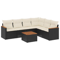 Set Divani da Giardino con Cuscini 7pz Nero Polyrattan 3258409