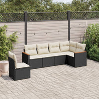 Set Divano da Giardino 6 pz con Cuscini Nero in Polyrattan 3258416