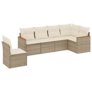 Set Divano da Giardino 6 pz con Cuscini Beige in Polyrattan 3258418