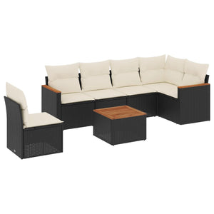 Set Divani da Giardino con Cuscini 7pz Nero Polyrattancod mxl 88538