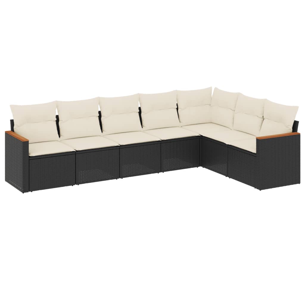 Set Divani da Giardino con Cuscini 7pz Nero Polyrattan 3258430