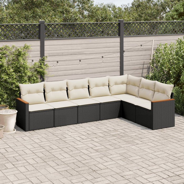 Set Divani da Giardino con Cuscini 7pz Nero Polyrattan 3258430