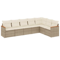 Set Divani da Giardino 7 pz con Cuscini Beige in Polyrattan 3258432