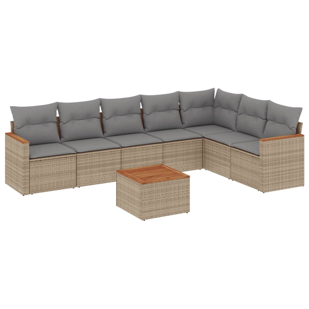 Set Divano da Giardino 8 pz con Cuscini Beige in Polyrattancod mxl 88313