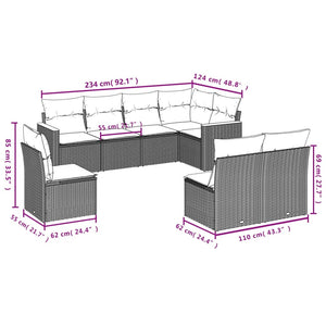 Set Divano da Giardino 8 pz con Cuscini Grigio in Polyrattan 3258448