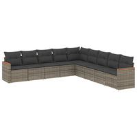 Set Divano da Giardino 9 pz con Cuscini Grigio in Polyrattan 3258462