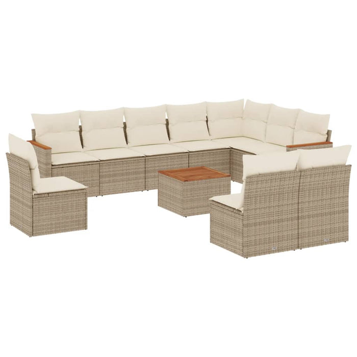 Set Divani da Giardino 11 pz con Cuscini Beige in Polyrattan 3258481