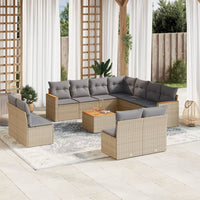 Set Divani da Giardino 12 pz con Cuscini Beige in Polyrattancod mxl 90182