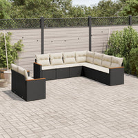 Set Divani da Giardino 9 pz con Cuscini Nero in Polyrattan 3258500