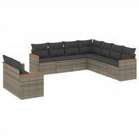 Set Divano da Giardino 9 pz con Cuscini Grigio in Polyrattan 3258504