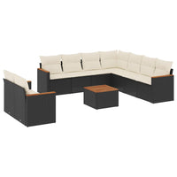 Set Divani da Giardino 10pz con Cuscini in Polyrattan Nero 3258507