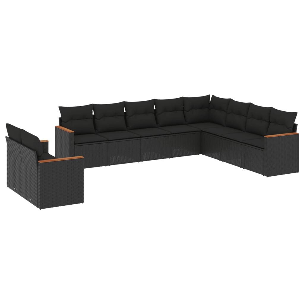 Set Divani da Giardino 10pz con Cuscini in Polyrattan Nerocod mxl 90399