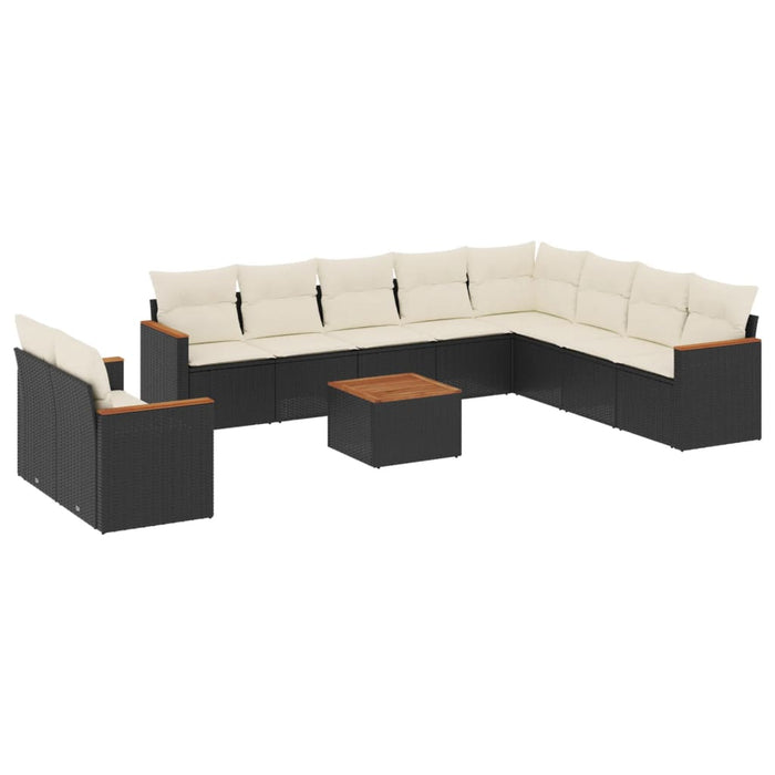 Set Divani da Giardino 11 pz con Cuscini in Polyrattan Nero 3258521