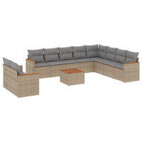 Set Divani da Giardino 11 pz con Cuscini Beige in Polyrattan 3258524