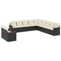 Set Divani da Giardino 11 pz con Cuscini in Polyrattan Nero 3258528