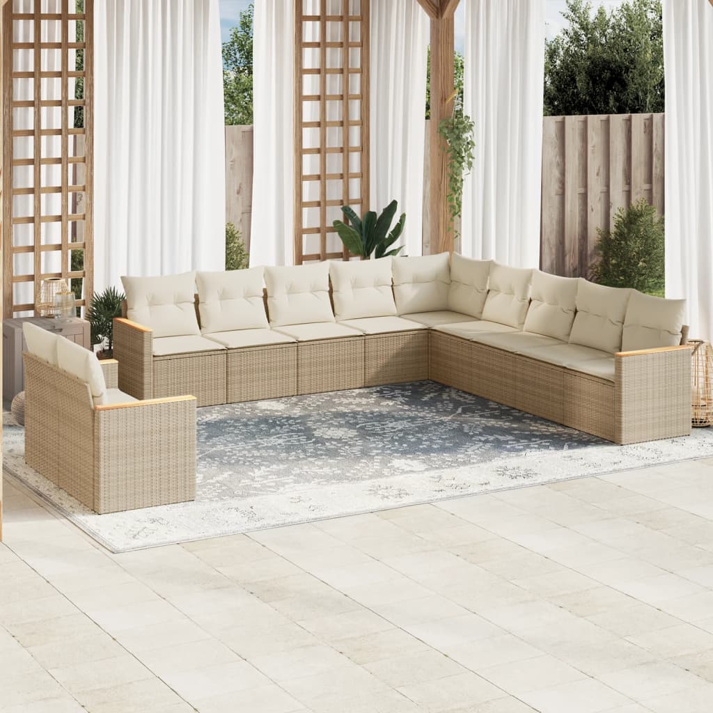 Set Divani da Giardino 11 pz con Cuscini Beige in Polyrattancod mxl 92199