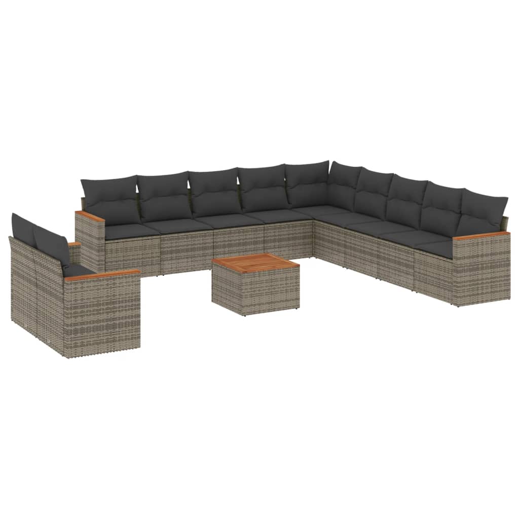 Set Divani da Giardino 12 pz con Cuscini Grigio in Polyrattancod mxl 88544