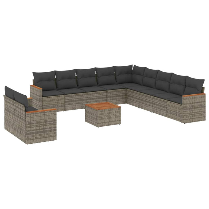 Set Divani da Giardino 12 pz con Cuscini Grigio in Polyrattan 3258539