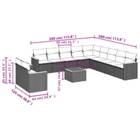 Set Divani da Giardino 12 pz con Cuscini Grigio in Polyrattancod mxl 88544