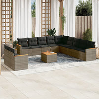 Set Divani da Giardino 12 pz con Cuscini Grigio in Polyrattan 3258539