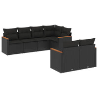 Set Divani da Giardino con Cuscini 7pz Nero Polyrattan 3258541