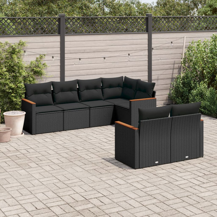 Set Divani da Giardino con Cuscini 7pz Nero Polyrattan 3258541