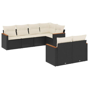 Set Divani da Giardino con Cuscini 7pz Nero Polyrattan 3258542