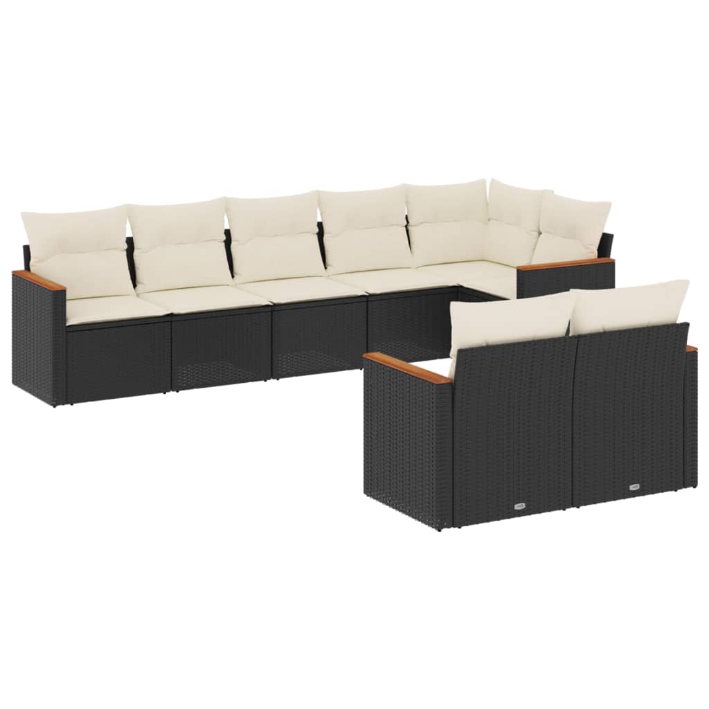 Set Divani da Giardino con Cuscini 8 pz Nero in Polyrattan 3258549