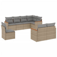 Set Divano da Giardino 8 pz con Cuscini Beige in Polyrattan 3258566