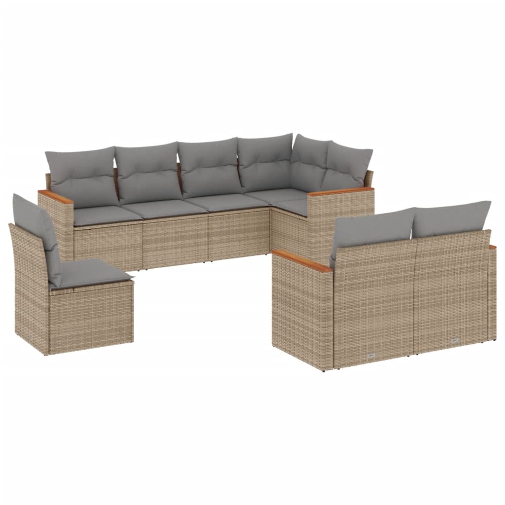 Set Divano da Giardino 8 pz con Cuscini Beige in Polyrattancod mxl 92293