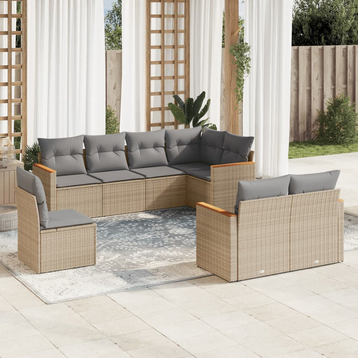 Set Divano da Giardino 8 pz con Cuscini Beige in Polyrattan 3258566