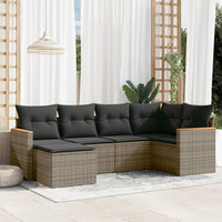 Set Divano da Giardino 6 pz con Cuscini Grigio in Polyrattan 3258581