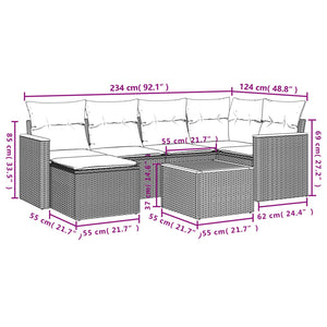 Set Divani da Giardino con Cuscini 7pz Nero Polyrattan 3258584